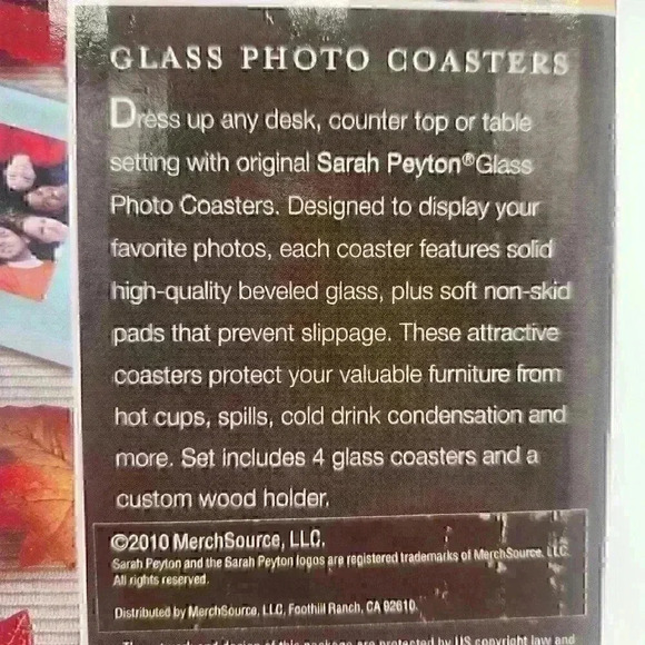 Set of 4 Frosted Glass Photo Coasters with Wood Stand by Sarah Peyton Home - Picture 6 of 14